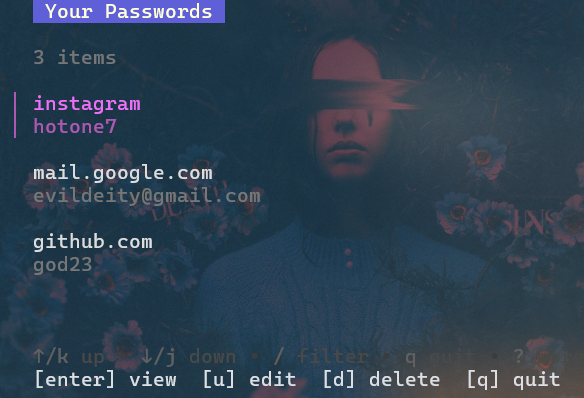 Passman CLI - Password list view